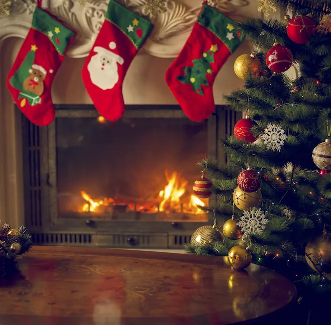 Christmas Fireplace photo booth backdrop