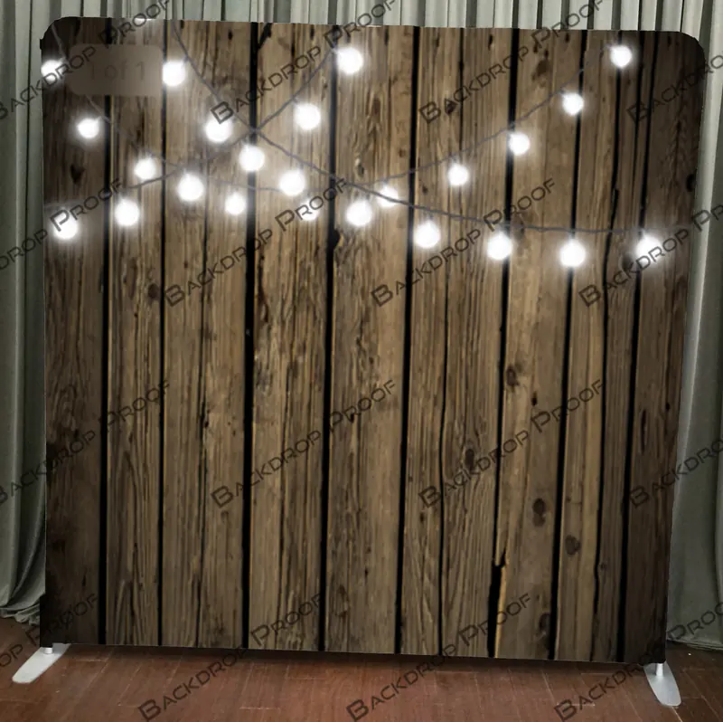 Wooden Wall with Lights photo booth backdrop