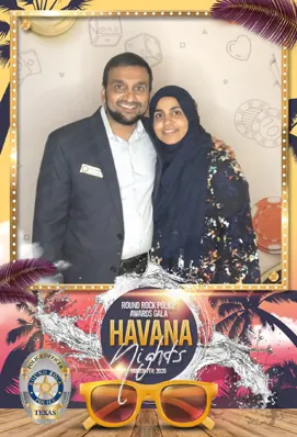Couple in a Havana Nights photo booth print